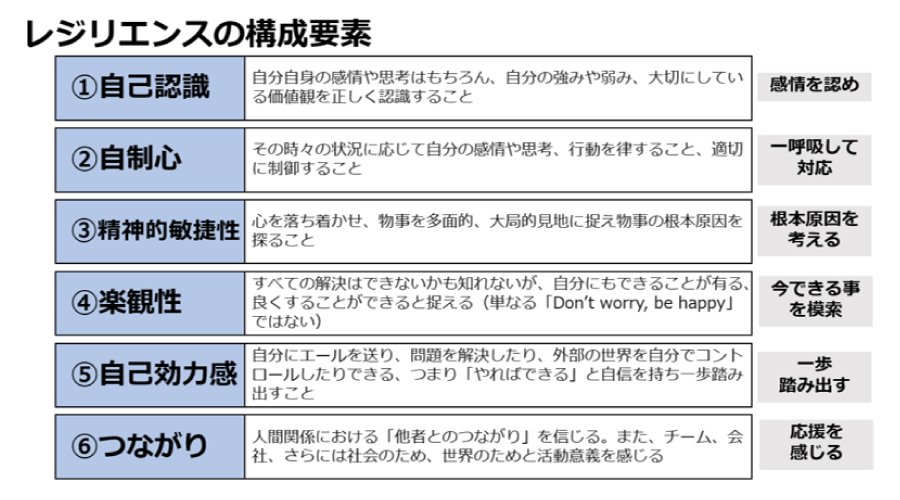 ＜ 「レジリエンスの構成要素」ログシー講演資料より ＞